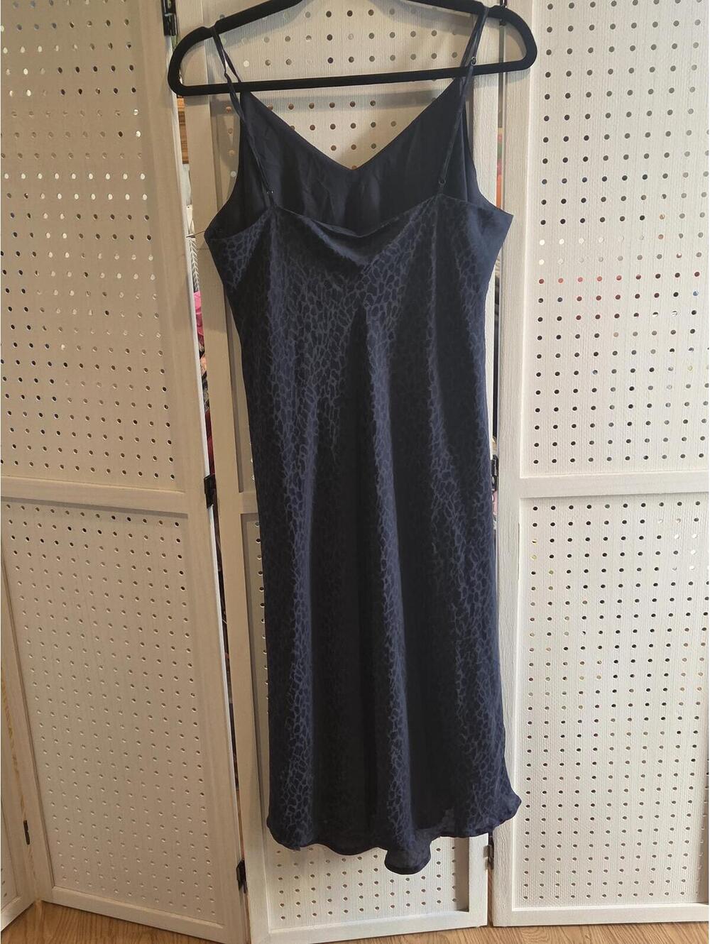 Blue Leopard Print Slip Dress with Spaghetti Straps - Picture 9 of 9